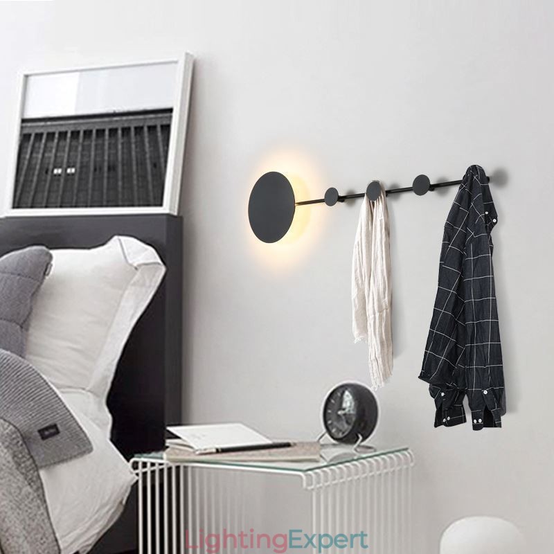Modern Wall Light Circular Wall Lamp Black Hook Sconce Bedside Lighting
