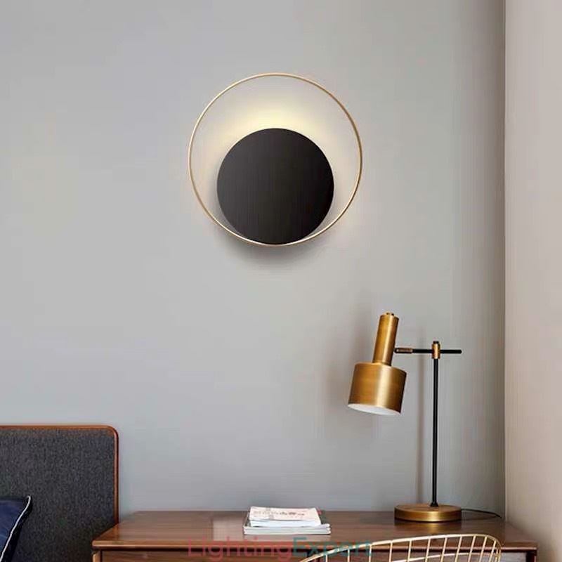 Modern Style Wall Light Black Circular Wall Sconce Creative Lamp Bedside Lighting