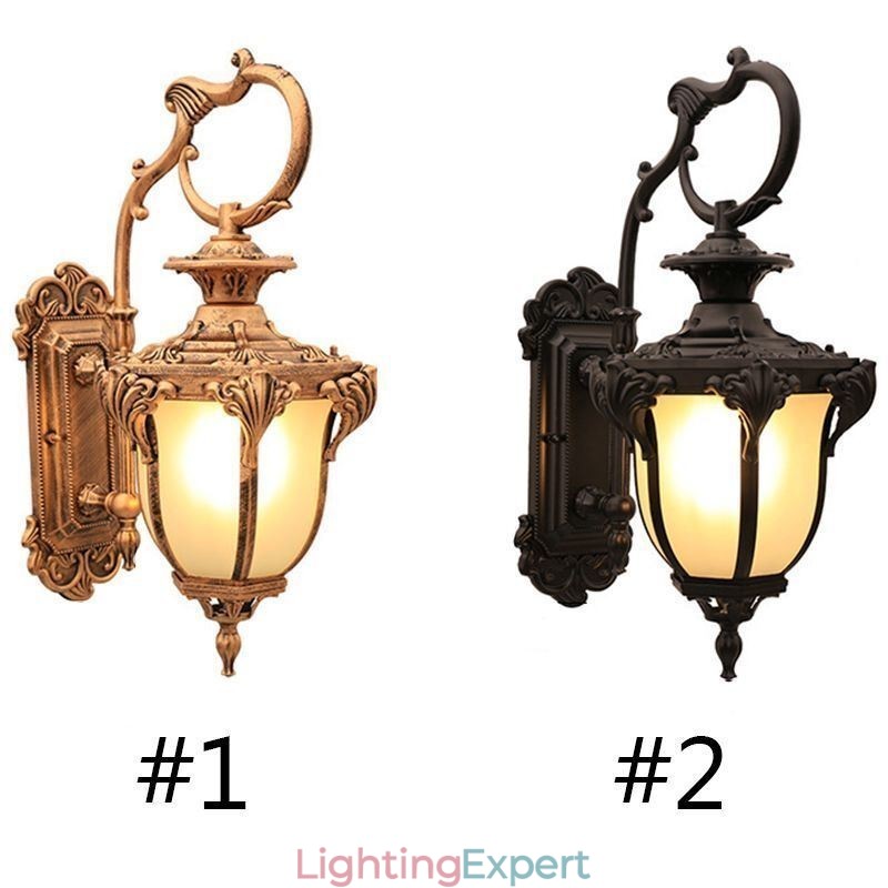 European Retro Outdoor Light Waterproof Carved Wall Light Courtyard Corridor