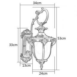 European Retro Outdoor Light Waterproof Carved Wall Light Courtyard Corridor