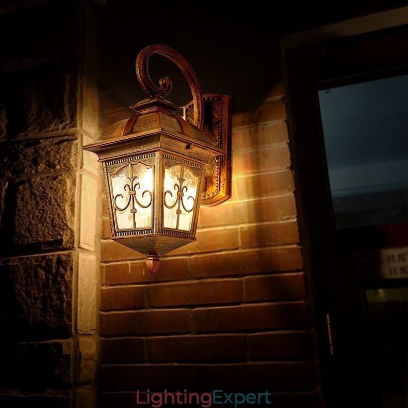 European Retro Outdoor Wall Light Waterproof Arrow Flower Wall Sconce