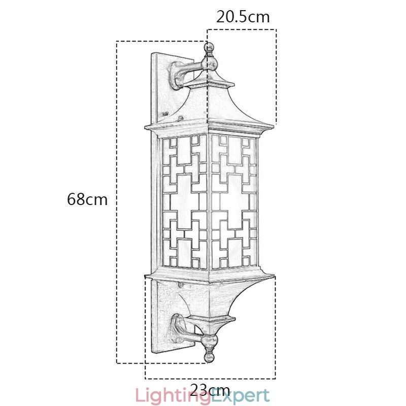 Chinese Outdoor Wall Sconce Waterproof Window Grille Wall Lamp