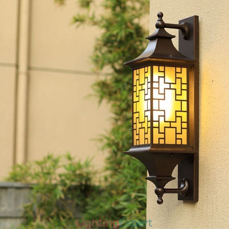 Chinese Outdoor Wall Sconce Waterproof Window Grille Wall Lamp