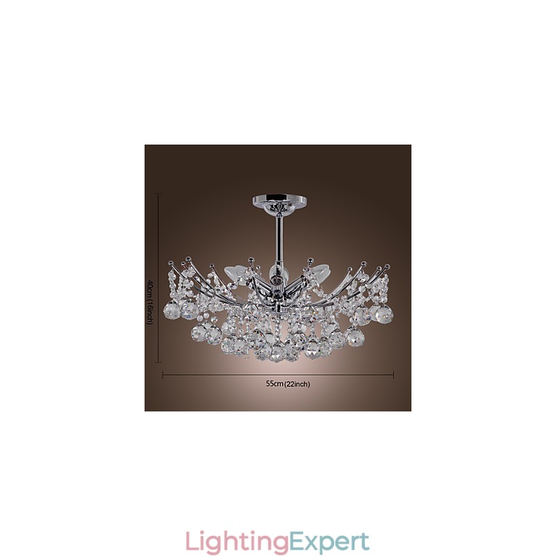 Luxuriant Crystal Chandelier with 6 Lights Pendant Chandelier