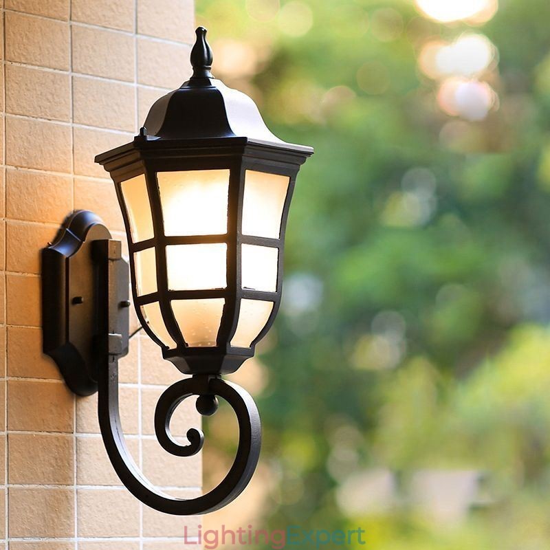 European Wall Sconce Retro Outdoor Light Single Head Waterproof Frosted Glass Wall Light
