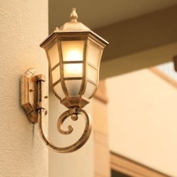 European Wall Sconce Retro Outdoor Light Single Head Waterproof Frosted Glass Wall Light