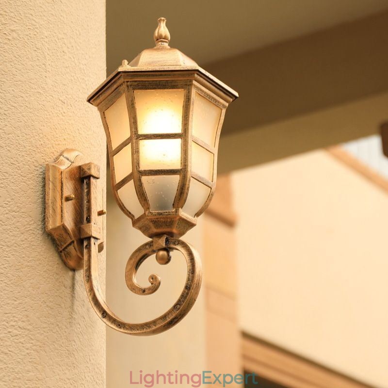 European Wall Sconce Retro Outdoor Light Single Head Waterproof Frosted Glass Wall Light