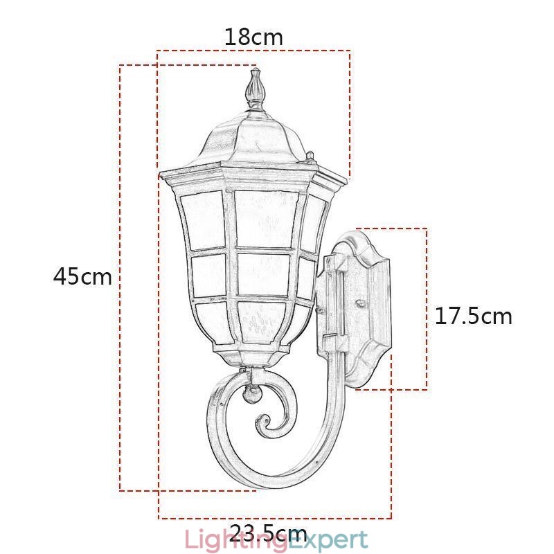 European Wall Sconce Retro Outdoor Light Single Head Waterproof Frosted Glass Wall Light
