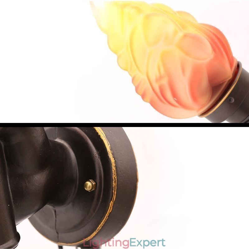 European Retro Outdoor Wall Light Waterproof Torch Shape Wall Sconce