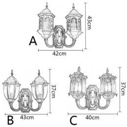 European Outdoor Wall Sconce Waterproof Double Castle Wall Light