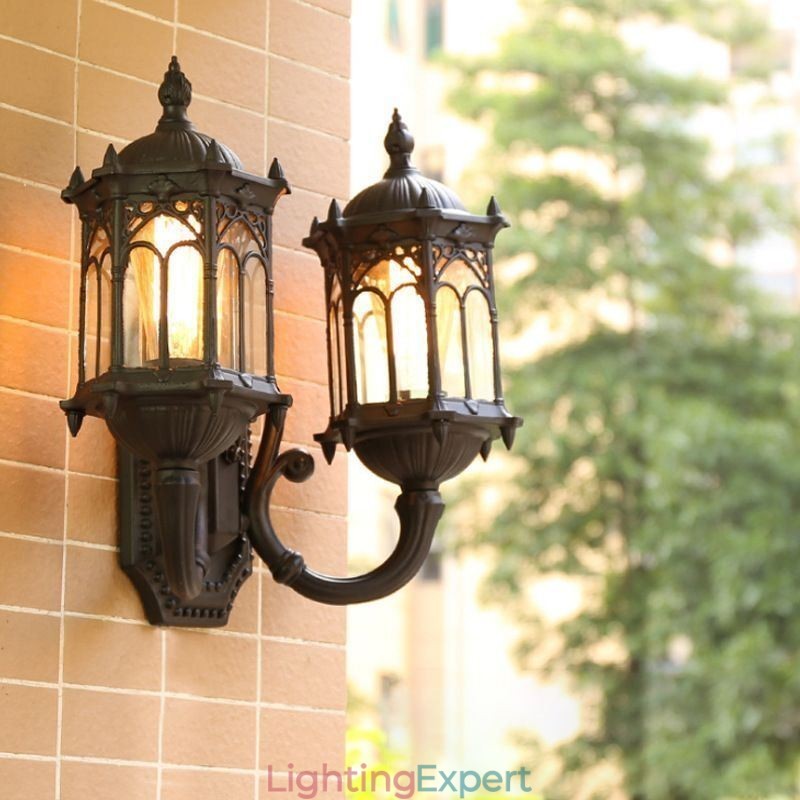 European Outdoor Wall Sconce Waterproof Double Castle Wall Light