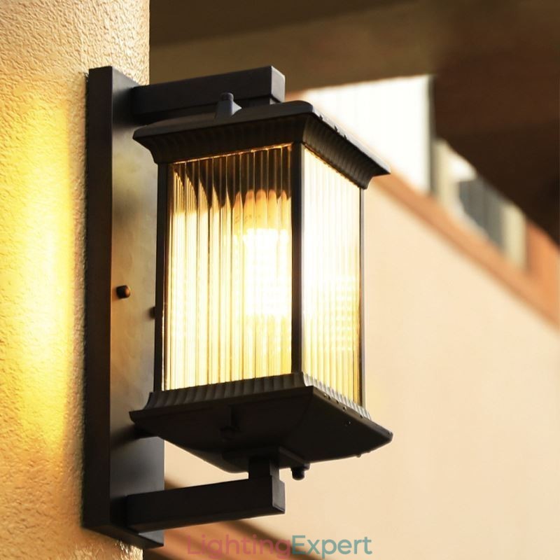 Chinese Outdoor Light Waterproof Glass Wall Light Courtyard Corridor Garden Balcony