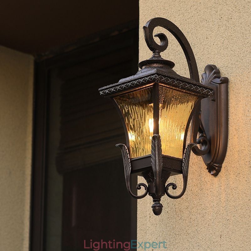 Chinese Outdoor Light Single Head Waterproof Glass Wall Light Courtyard Corridor