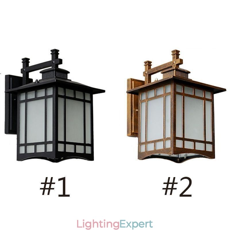Chinese Style Outdoor Light Waterproof Pavilion Shape Wall Light Garden Balcony