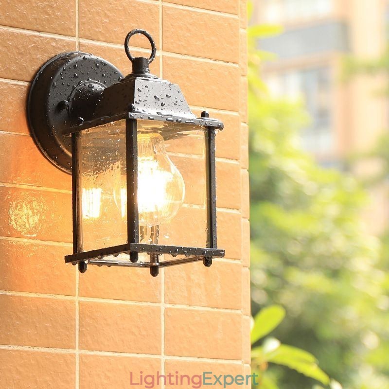 European Outdoor Wall Sconce Waterproof Square Column Wall Light Courtyard Garden Balcony