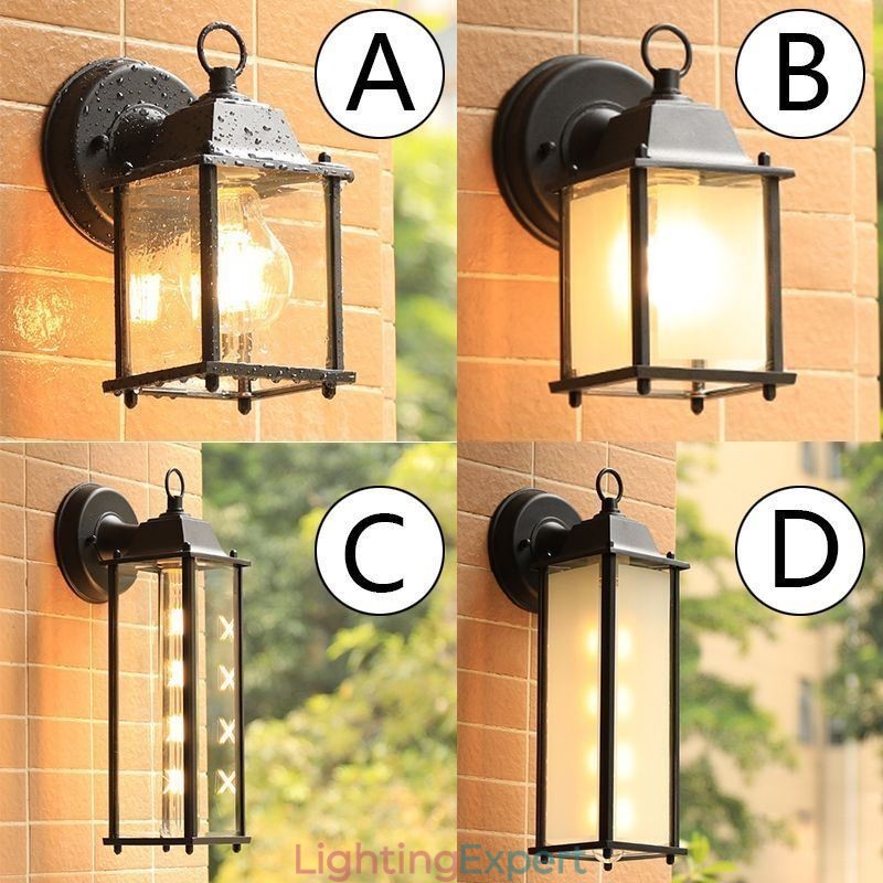 European Outdoor Wall Sconce Waterproof Square Column Wall Light Courtyard Garden Balcony