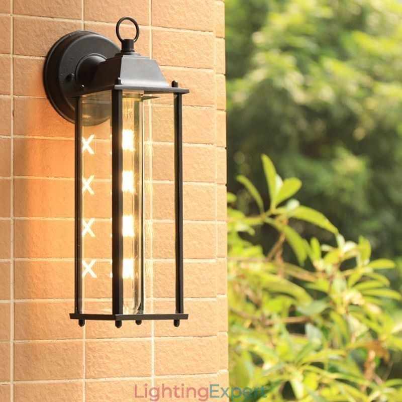 European Outdoor Wall Sconce Waterproof Square Column Wall Light Courtyard Garden Balcony
