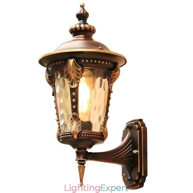 European Retro Outdoor Wall Sconce Waterproof Carved Wall Light Garden Balcony Courtyard