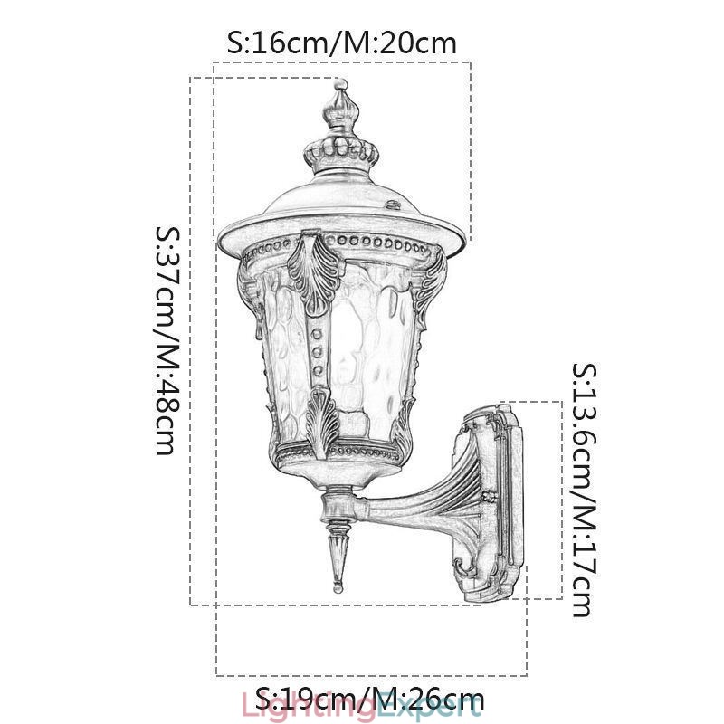 European Retro Outdoor Wall Sconce Waterproof Carved Wall Light Garden Balcony Courtyard
