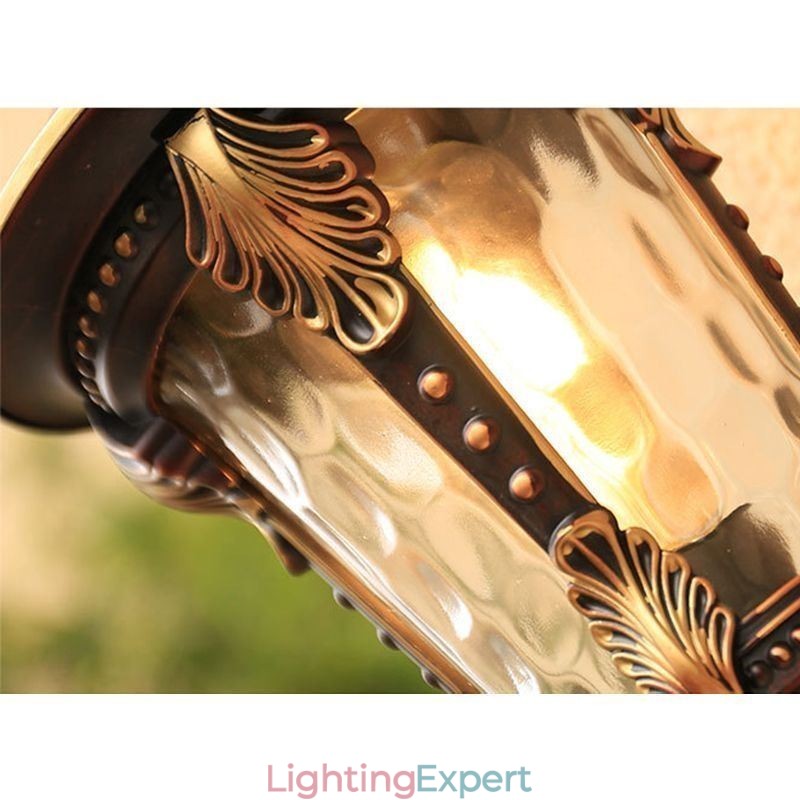 European Retro Outdoor Wall Sconce Waterproof Carved Wall Light Garden Balcony Courtyard