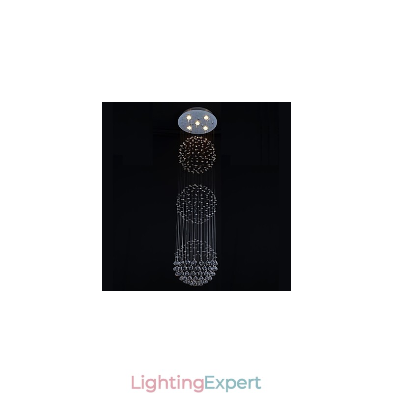 Modern Contemporary Crystal Chrome Metal Flush Mount