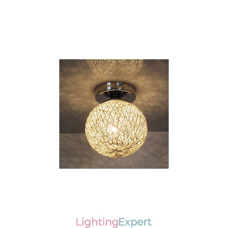 Modern Contemporary Lantern Globe Chrome Metal Flush Mount