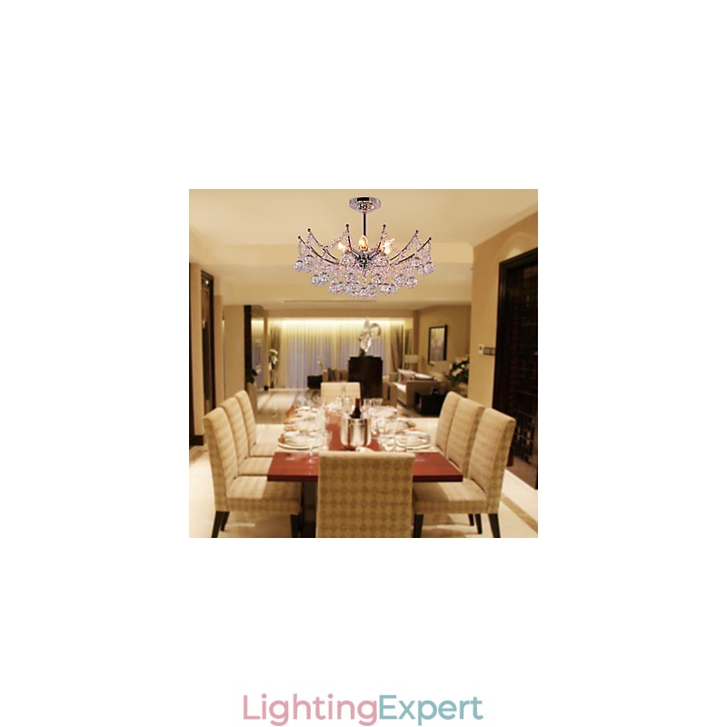 Luxuriant Crystal Chandelier with 6 Lights Pendant Chandelier