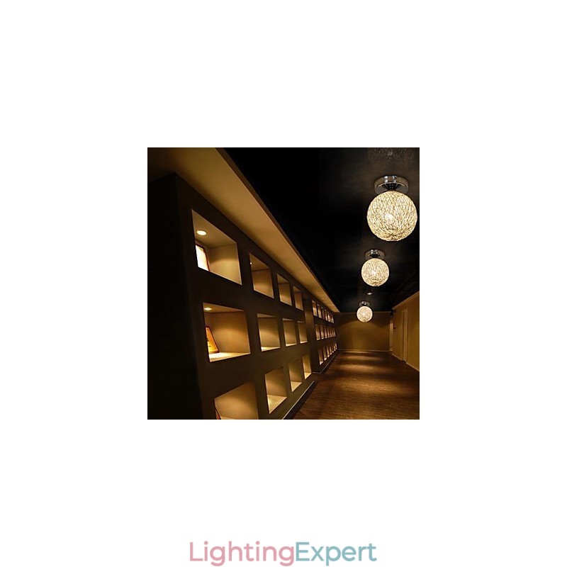 Modern Contemporary Lantern Globe Chrome Metal Flush Mount