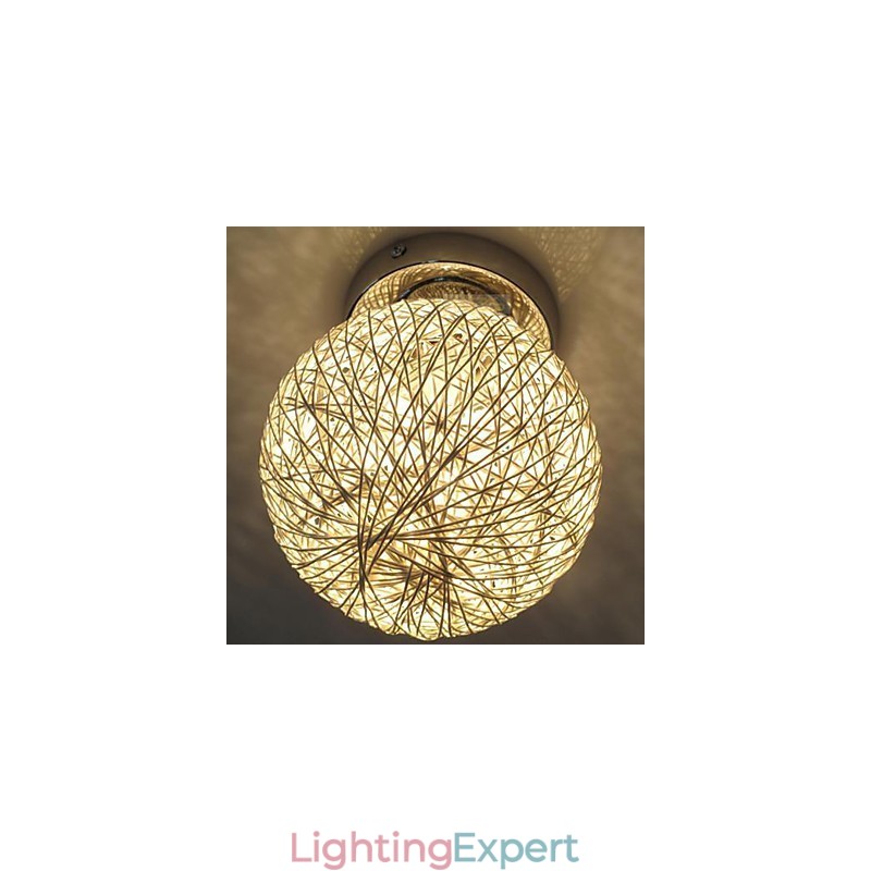 Modern Contemporary Lantern Globe Chrome Metal Flush Mount