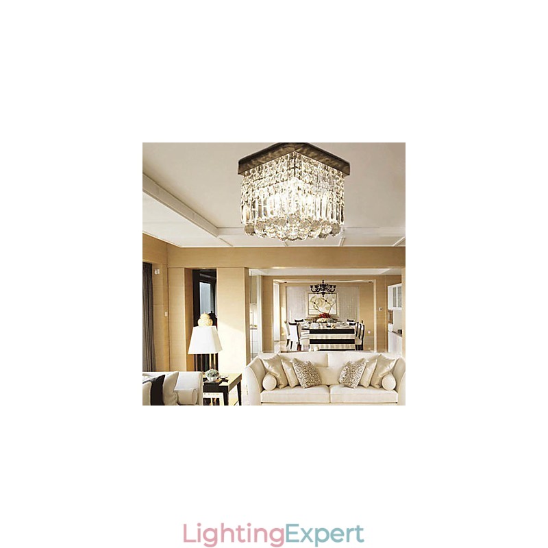 Modern Contemporary Crystal Metal Flush Mount