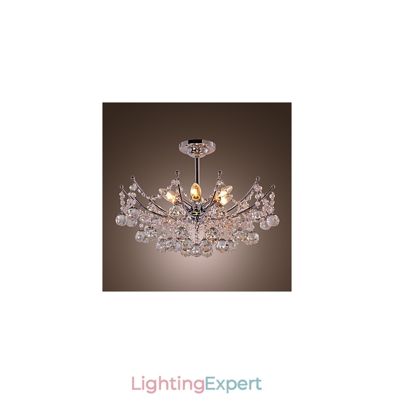 Luxuriant Crystal Chandelier with 6 Lights Pendant Chandelier