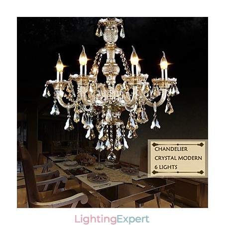 Chandelier Cognac Color Crystal Modern 6 Lights Contemporary Glass Chandelier Cognac Color Crystal Modern 6 Lights Contemporary Glass