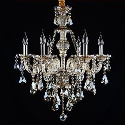 Chandelier Cognac Color Crystal Modern 6 Lights Contemporary Glass