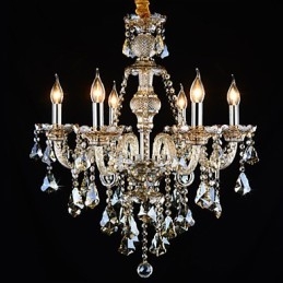 Chandelier Cognac Color Crystal Modern 6 Lights Contemporary Glass