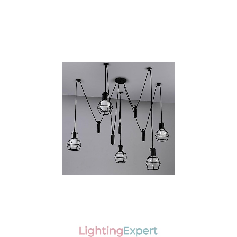 Traditional Classic Vintage Retro Lantern Country Mini Style Painting Metal Pendant Light Dining