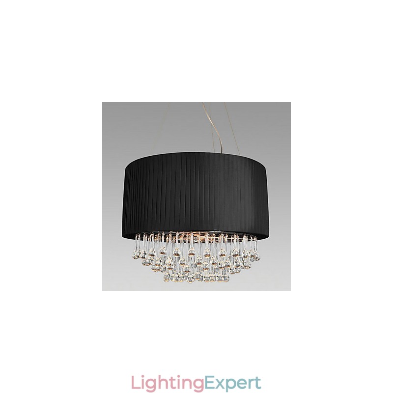 Crystal Ceiling Light with 5 Lights in Black Fabric Shade