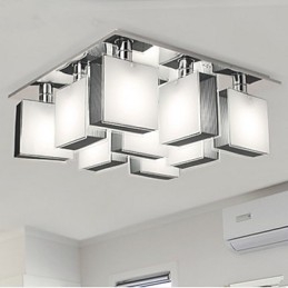 Modern Contemporary Chrome Metal Flush Mount