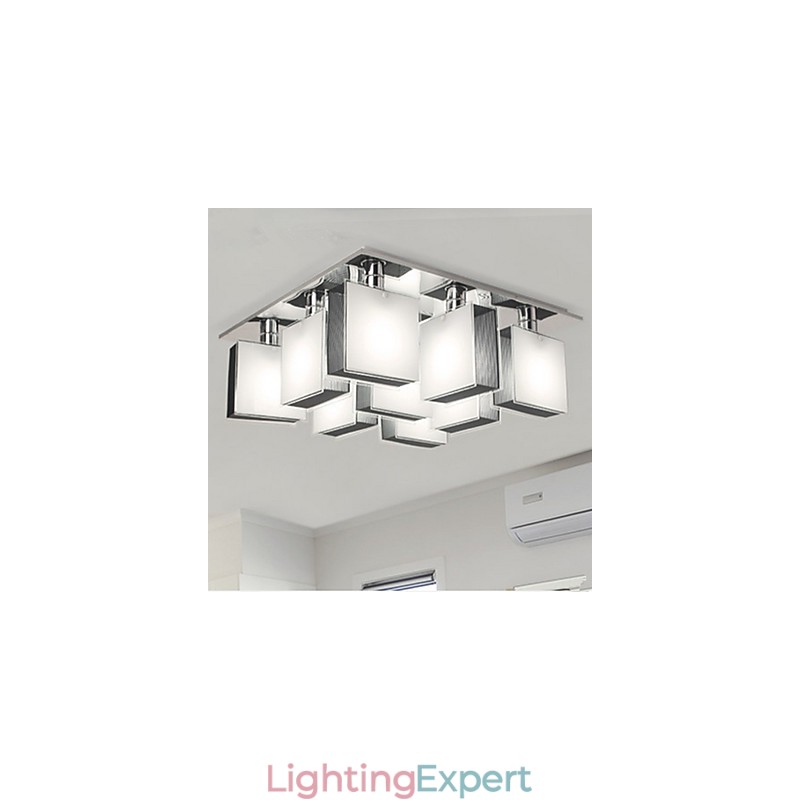 Modern Contemporary Chrome Metal Flush Mount