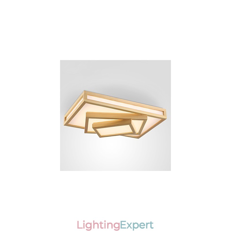 Modern Contemporary Mini Style Painting Wood Bamboo Flush Mount