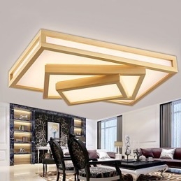 Modern Contemporary Mini Style Painting Wood Bamboo Flush Mount