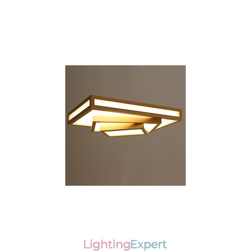 Modern Contemporary Mini Style Painting Wood Bamboo Flush Mount