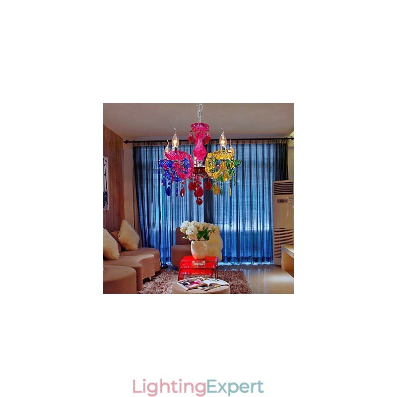 Traditional Classic Crystal Chrome Acrylic Chandelier
