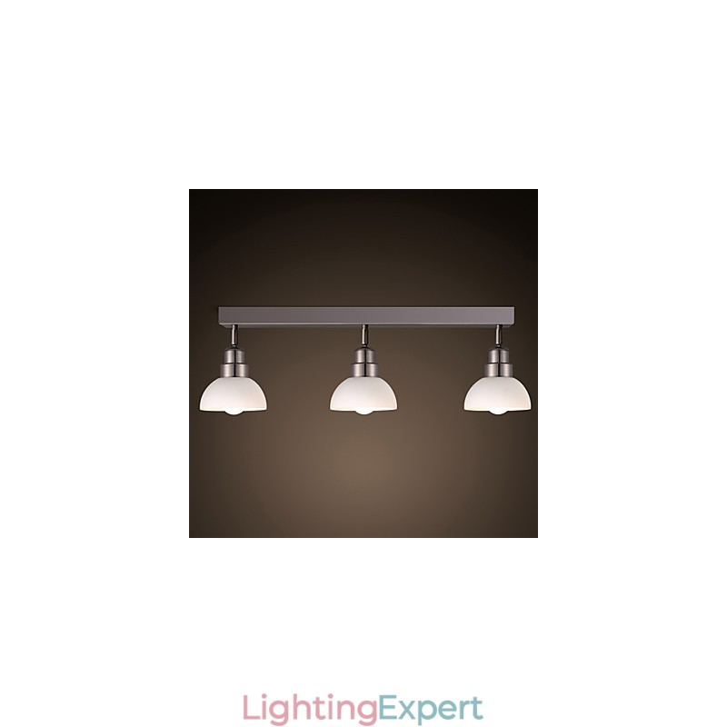Flush Mount Trinal head Light White Glass Aluminum Frame Fashion Modern