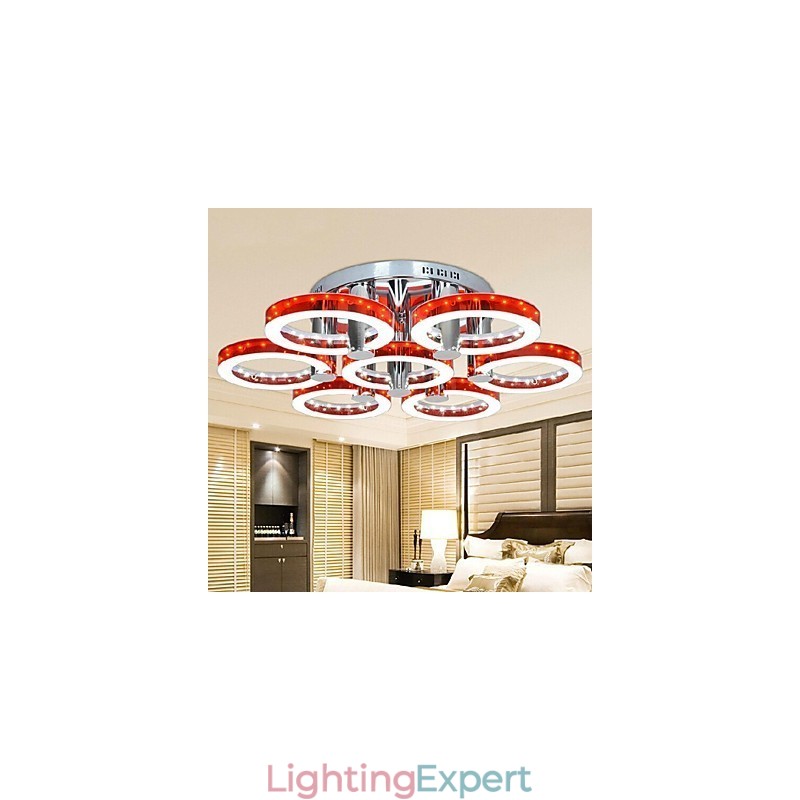 Red Acrylic Chandelier with 7 Light (Chrome)