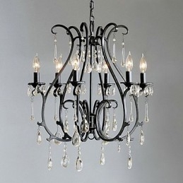 Modern 6 Light Crystal Chandelier Candle Feature