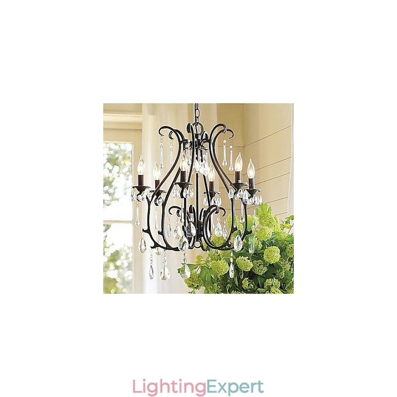 Modern 6 Light Crystal Chandelier Candle Feature