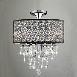 Traditional Classic Crystal Metal Flush Mount