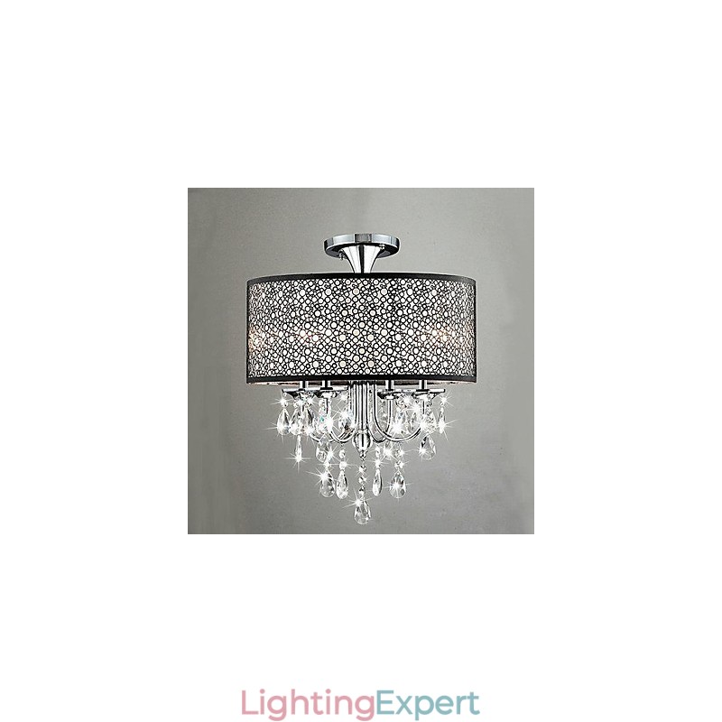 Traditional Classic Crystal Metal Flush Mount
