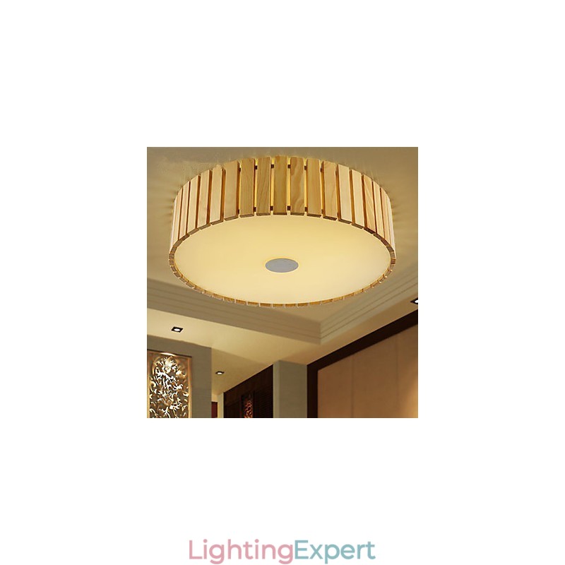 Flush Mount Traditional Classic Wood Bamboo