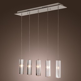 Modern Contemporary Island Crystal Chrome Metal Pendant Light